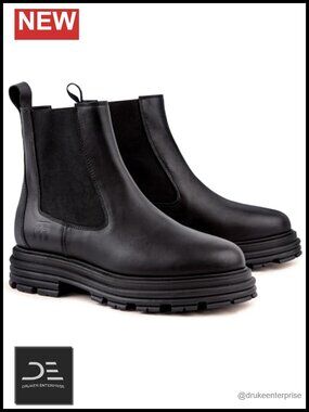 Italian Leather Chelsea Boots for Women, Chunky Platform Lug Heel Ankle Booties